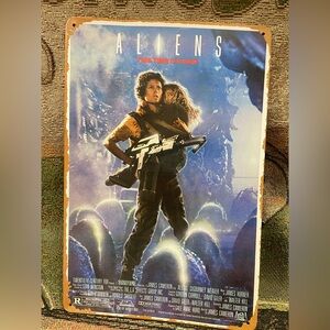 ALIENS Movie Poster Metal Sign Sigourney Weaver 8”x 12” “Distressed”